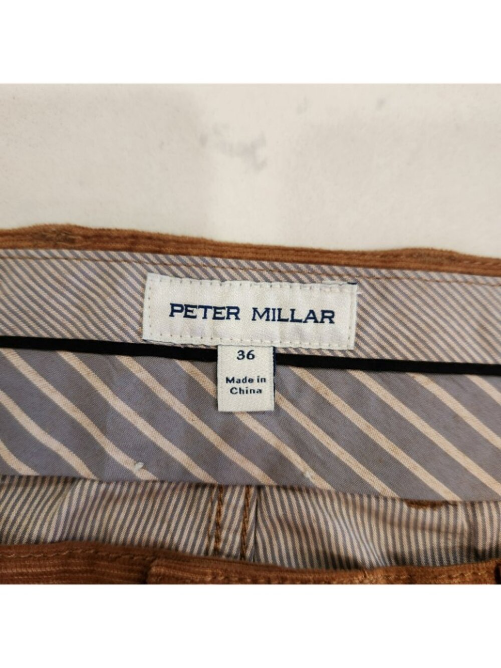 Peter Millar 5 Pocket Corduroy Pants Brown Cotton Stretch Casual Mens 36x34 - Picture 7 of 12